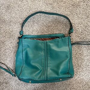 Teal Studded Leather conceal carry Shoulder Bag